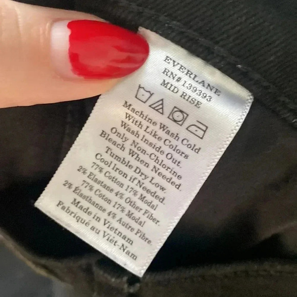 Everlane Mid-Rise Ankle Skinny Jeans Cotton Black Size 25 - Picture 5 of 12